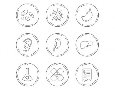 İlaç, tıbbi sıva ve reçete simgeler.