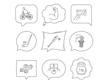 Buz hokeyi, futbol ve basketbol simgeleri.