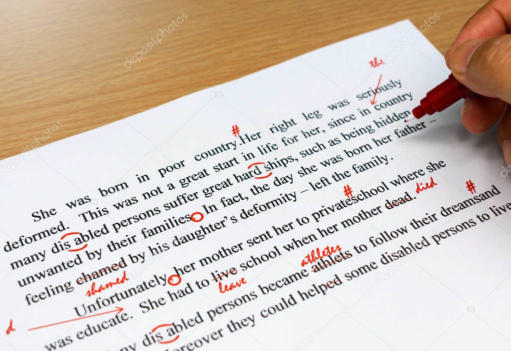 proofreading sheet on table