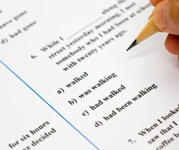 English exam sheet — Stock Photo, Image