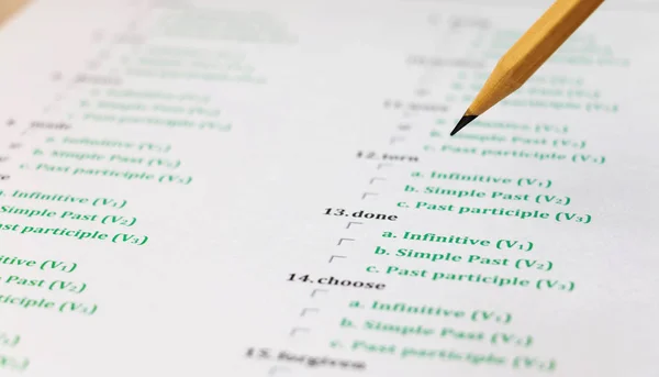 English exam on table — Stock Photo, Image