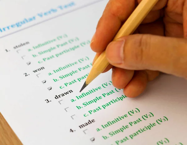 English exam on table — Stock Photo, Image