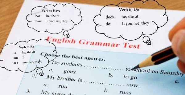 Teste de gramática inglesa — Fotografia de Stock