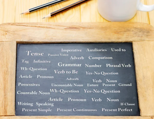 English words on blackboard — Stock Photo, Image