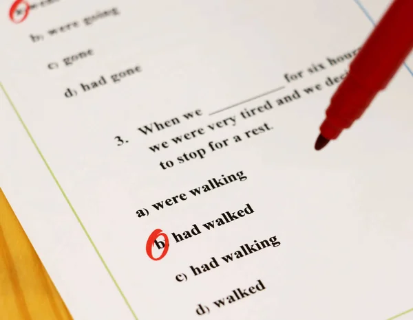 Arkusz testu gramatyki angielskiej — Zdjęcie stockowe