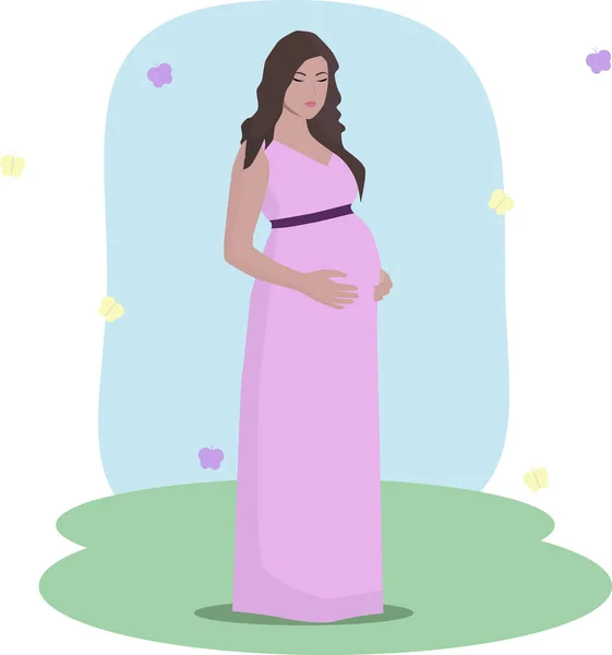 Femme enceinte en robe — Image vectorielle