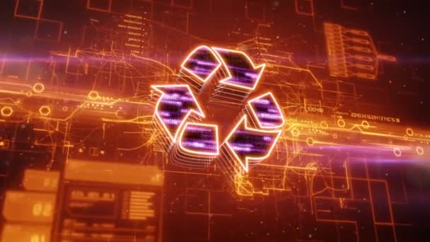 Recycle icon on abstract orange background — Stock Video