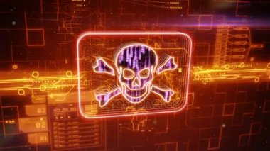 Jolly Roger simgesi turuncu arka plan üzerinde