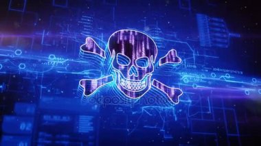 Jolly Roger simgesi mavi arka plan üzerinde