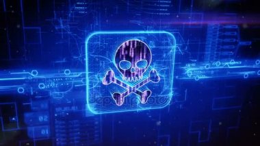 Mavi arka plan üstünde kafatası ve kemikler kutsal kişilerin resmi