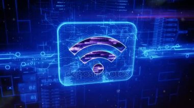 Mavi arka plan üzerinde kablosuz simgesi