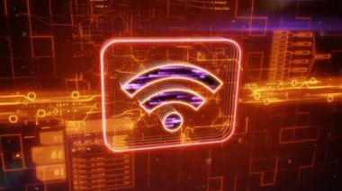 Turuncu arka plan üzerinde kablosuz simgesi