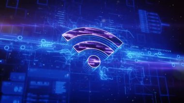 Mavi arka plan üzerinde kablosuz simgesi