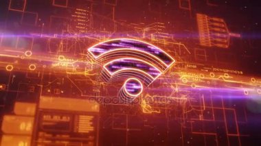 Turuncu arka plan üzerinde kablosuz simgesi