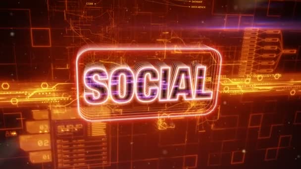 Social text on abstract orange background — Stock Video