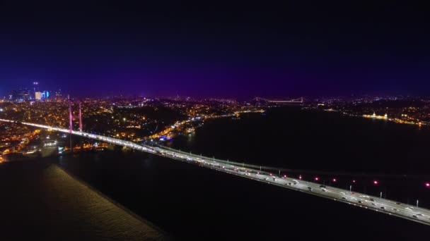 夜ボスポラス橋高架道路 — ストック動画
