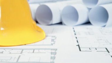 Mimari çizimler tablo üzerinde yakın çekim çekim