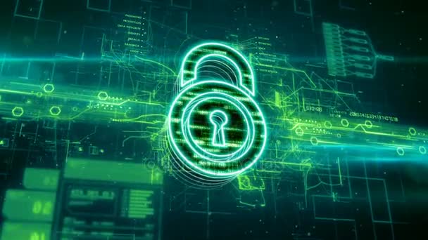 Padlock icon on abstract green background — Stock Video