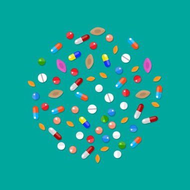 Farklı renkli tıbbi hap kapsül Tablet