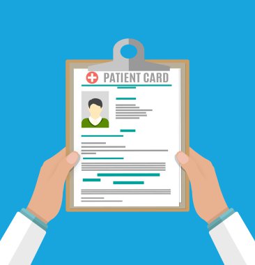 Doktorlar el içinde clipboard. tıbbi rapor analizi