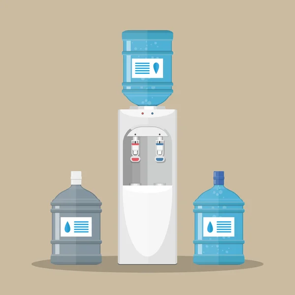 Refrigerador de água cinza com garrafa azul — Vetor de Stock