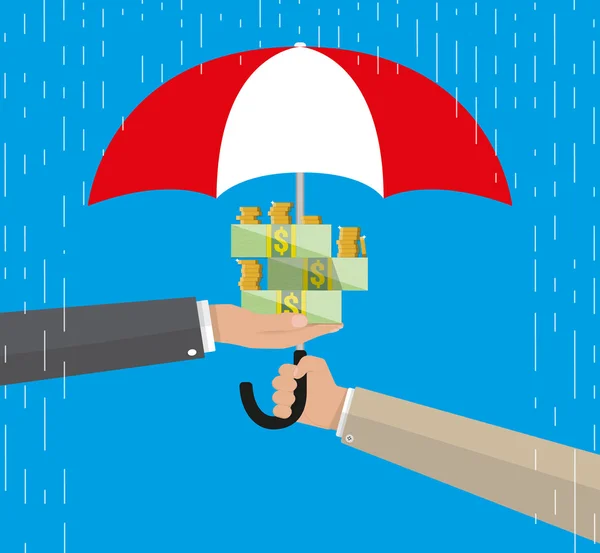 お金を守るために傘 — ストックベクタ