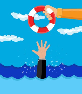 işadamı boğulma bir lifebuoy alır