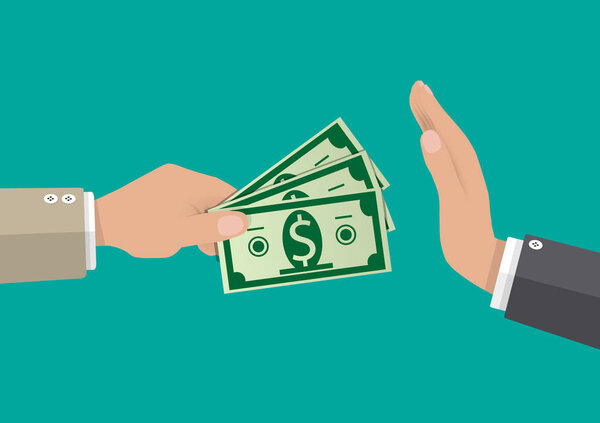 бизнесмен, дающий деньги на руки. борьба с коррупцией
