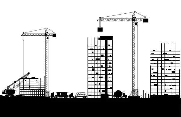 Obra con edificios y grúas — Archivo Imágenes Vectoriales