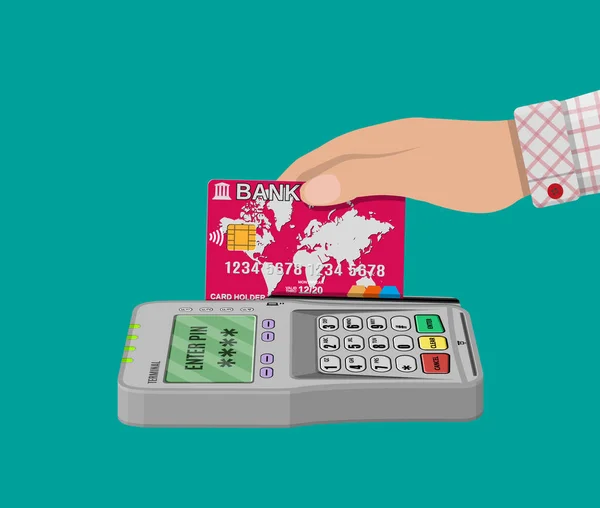 POS τερματικό και Τράπεζα κάρτα — Διανυσματικό Αρχείο