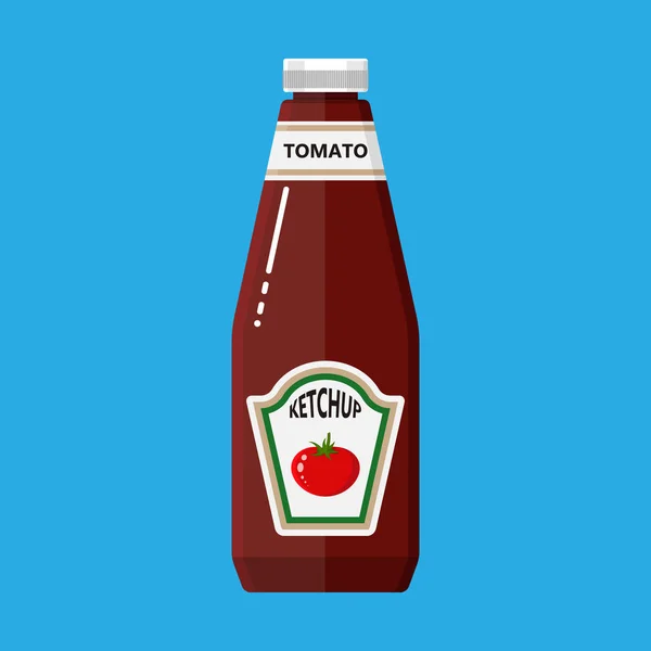 Garrafa de vidro de ketchup de tomate tradicional —  Vetores de Stock