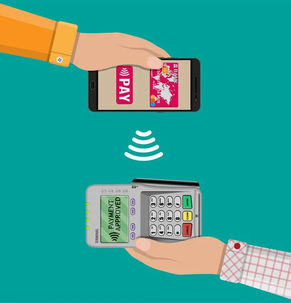 NFC πληρωμής επίπεδη σχεδίαση στυλ — Διανυσματικό Αρχείο