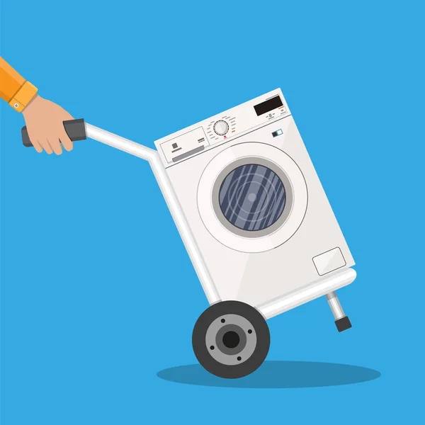Metallhandwagen mit Waschmaschine — Stockvektor