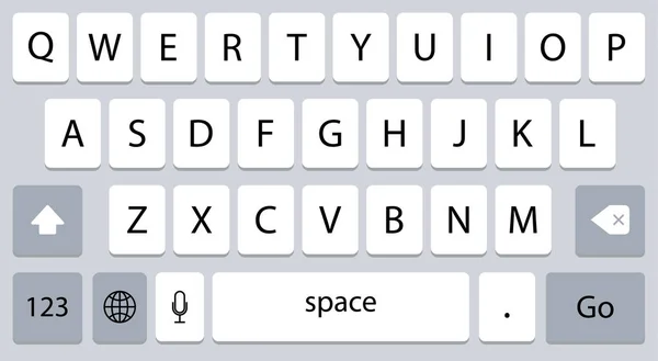 Teclado del teléfono inteligente, botones del alfabeto — Vector de stock