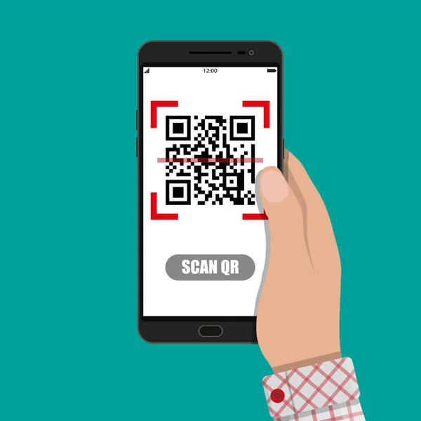 Scan Qr code naar mobiele telefoon — Stockvector