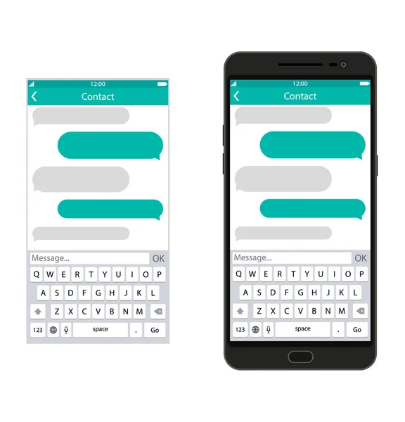 Smartphone avec application sms de messagerie — Image vectorielle