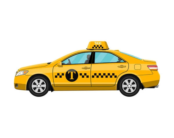 Beyaz izole sarı taksi araba, — Stok Vektör