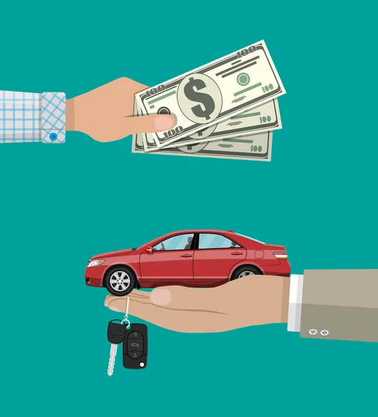 Comprar, alquilar o arrendar un concepto de coche — Vector de stock