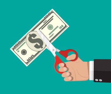 Makas kesim Doları banknot ile işadamı