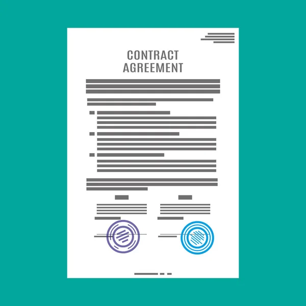 Contract overeenkomst papier leeg met zegel — Stockvector