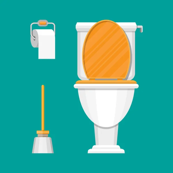Toilettes, papier et brosses — Image vectorielle