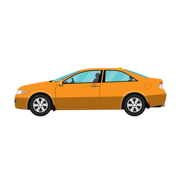 Általános narancssárga kupé autó elszigetelt fehér — Stock Vector