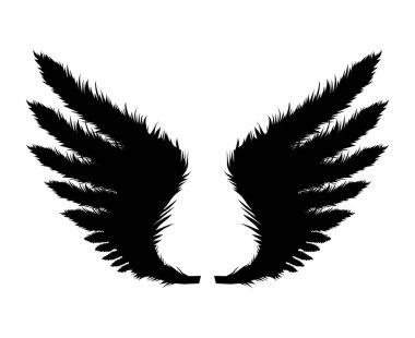 Siluet siyah kanat. Vektör çizim