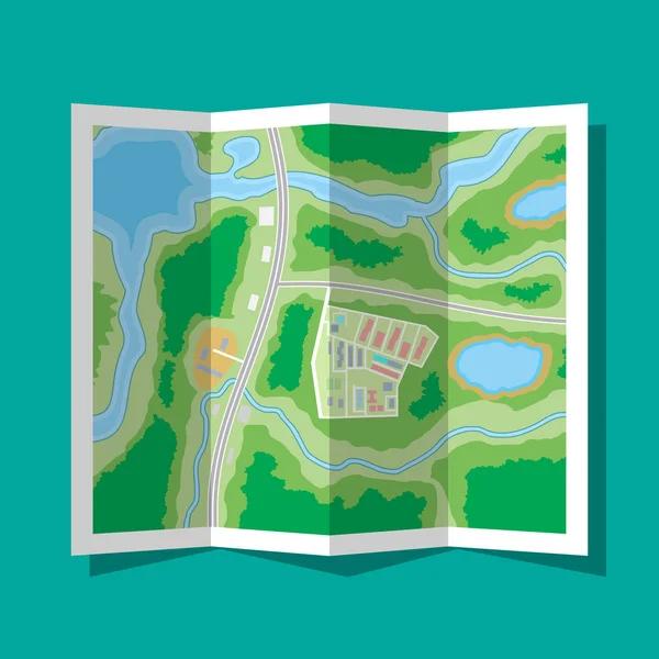 Folded paper city map icon — Stock Vector