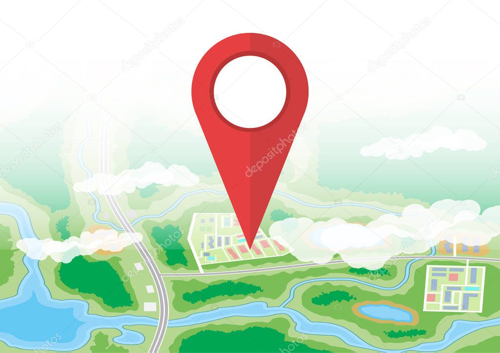 City map icon. GPS and navigation