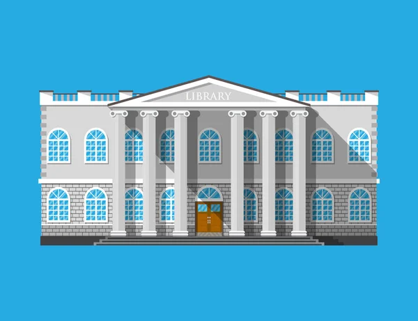 Edificio biblioteca. Casa isolata sul blu . — Vettoriale Stock