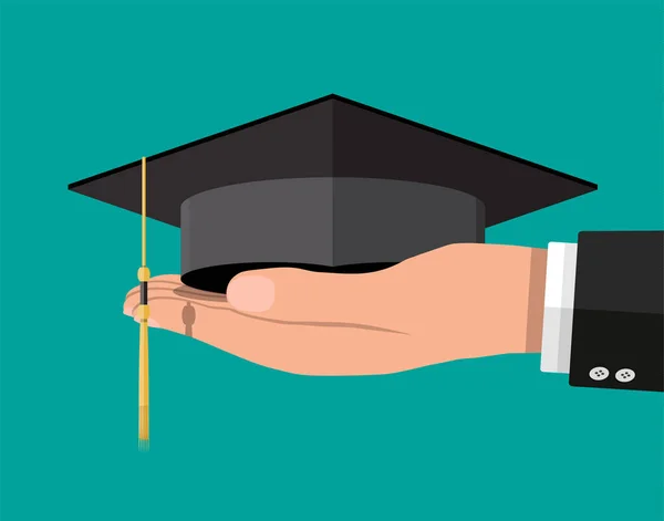 Akademik mezuniyet el kap. Öğrenci şapka — Stok Vektör