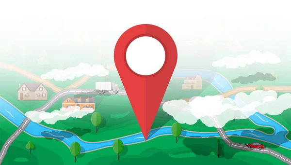 Mapa da natureza suburbana. GPS e navegação —  Vetores de Stock