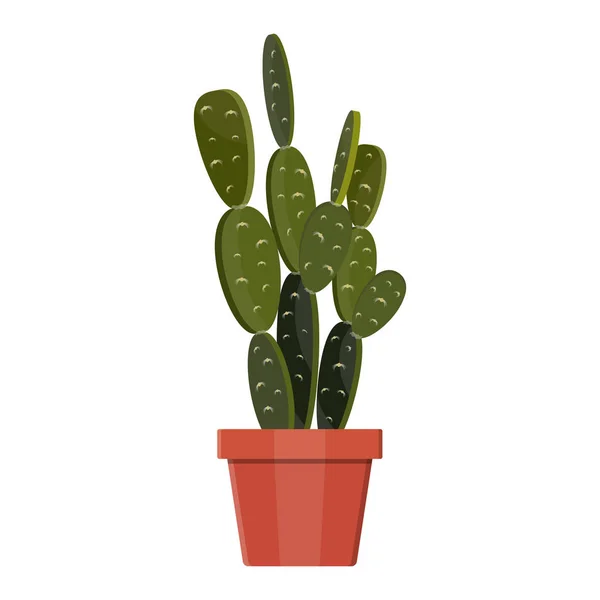 Plante de cactus en pot de fleurs. Décoration plante maison . — Image vectorielle