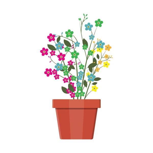 在花盆里的花植物。装饰家居植物. — 图库矢量图片#